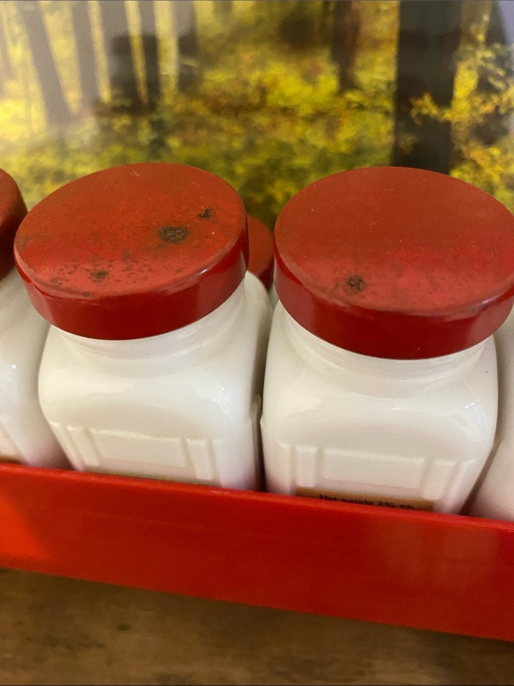 Griffiths Vintage White Spice Jars with Red Lids - Full 12-Piece Set - Picture 8 of 8
